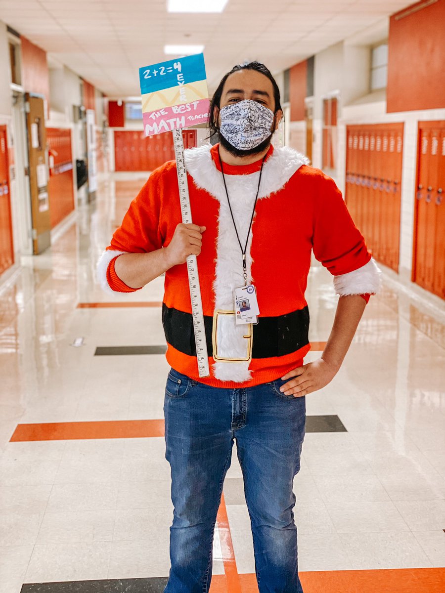 Santa (aka Mr. Flores) survived his first semester of teaching AND was voted the math teacher of the month! #teamlhjh