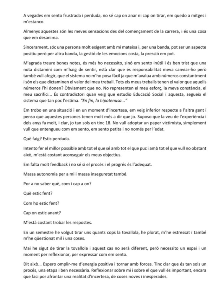 laureta323232's tweet photo. Aquí us deixo una carta respecta a com em sento aquests dies i sobretot en relació a la meva carrera. Estic una mica trista i perduda. Qui la vulgui llegir jo encantada🥰 https://t.co/h3Diz44RJ7