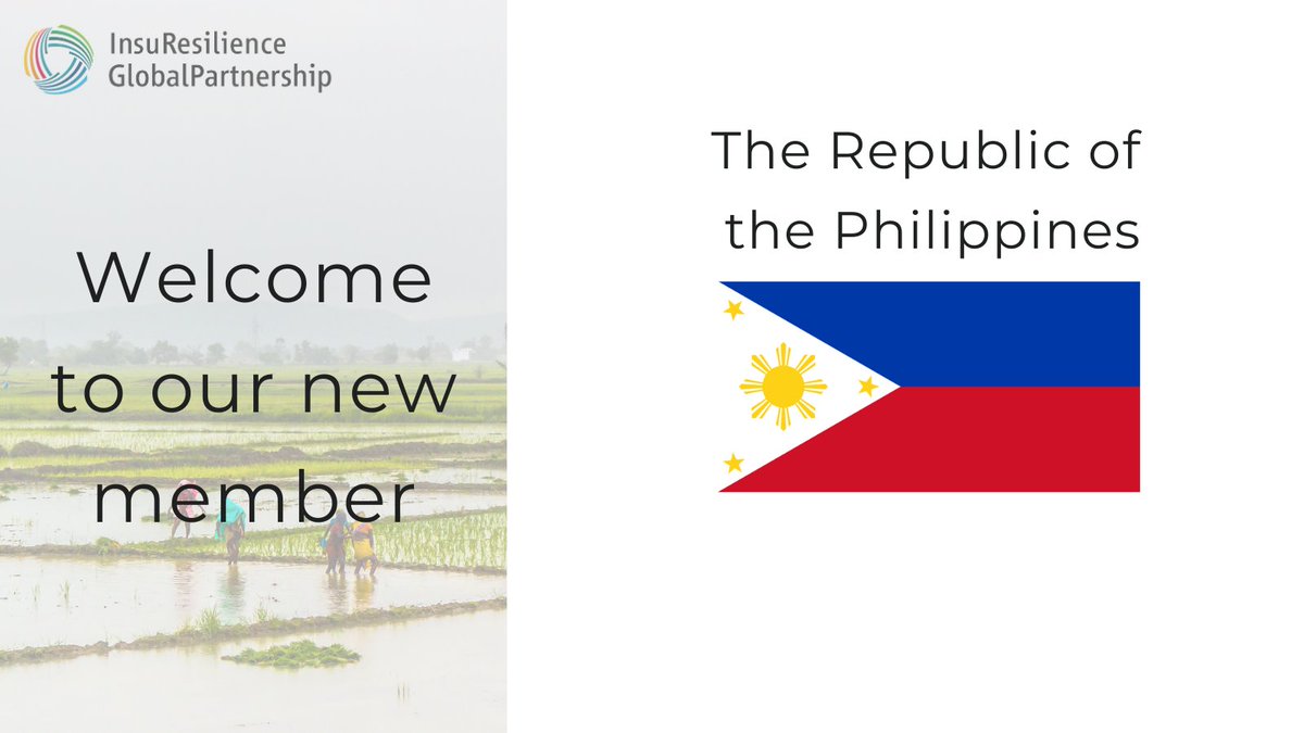InsuResilience's tweet photo. Welcome to the Republic of the Philippines as a member &amp; further @V20Group country of the @InsuResilience Global Partnership!

As a country highly vulnerable to climate change, the Philippines are a frontrunner in making resilience &amp; disaster risk financing a national priority. https://t.co/PzWkANPXnd