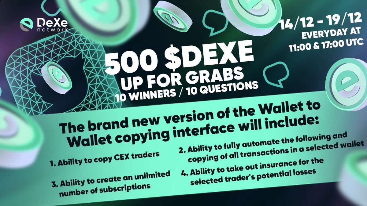DexeNetwork's tweet photo. 🔥🎉Congratulations to the winner! https://t.co/Zc9RUDVTXU
Grab a chance to win 50 $DEXE!🚀
Rules👉 https://t.co/P1Hs3FZcCU
📌Part 7/10
⚠️Answer the question in the picture.
⚠️First one to give the correct answer wins.Source👉
https://t.co/xlCq4bXKmc
Next part: 18/12 11:00am UTC https://t.co/qPv0QqMhhQ