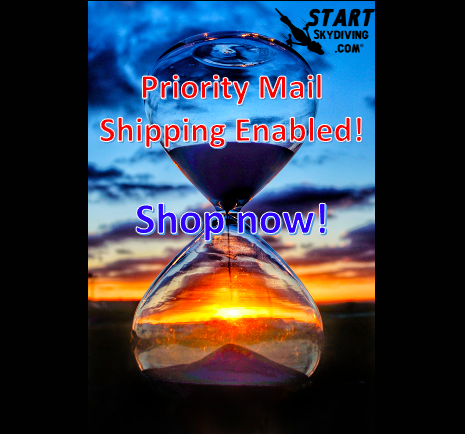 We enabled priority mail shipping to help our last minute gift-purchasers. Shop now at shop.startskydiving.com
