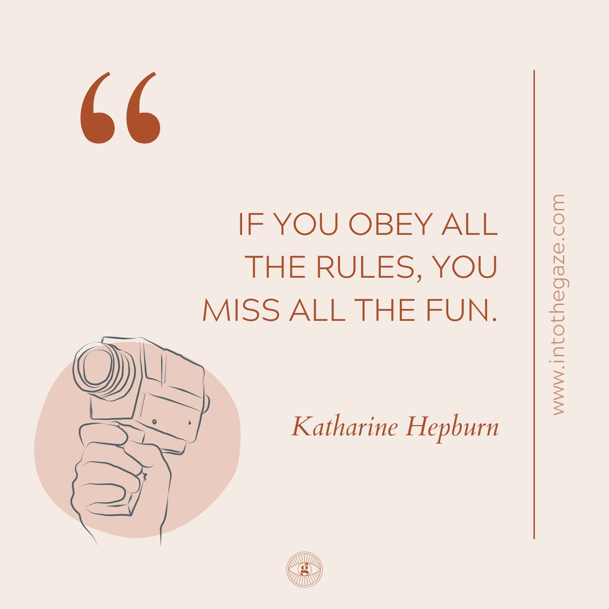 intothegaze's tweet photo. "If you obey all the rules, you miss all the fun." - Katharine Hepburn

WORDS TO LIVE BY FROM AN ICON! https://t.co/YxubJEZ1Sv