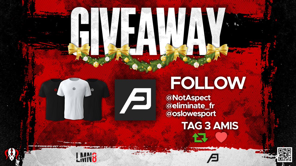 oslowesport's tweet photo. 🎁#GIVEAWAY🎁
Tentez de gagner un tee-shirt #Oslow de la couleur votre choix ainsi qu'une optimisation pour votre PC !! 👊
Conditions du #CONCOURS :
➡️ Follow @oslowesport @eliminate_fr @NotAspects
➡️ Mentionnez 3 amis
➡️ RT & FAV
T.A.S le 23/12/2020🍀
Bonne chance ! ❤️🖤 https://t.co/z05HuslRQi