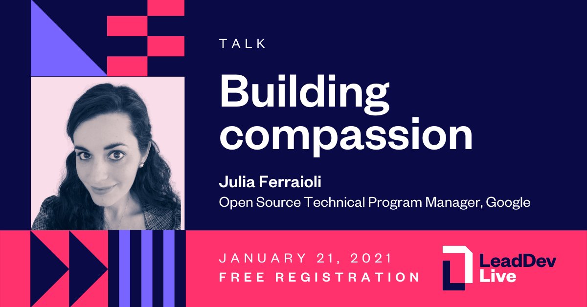 I'm speaking at #LeadDevLive in January! I'll be talking about living, designing, and engineering compassionately. Thank you @TheLeadDev for having me -- hope to see you there!