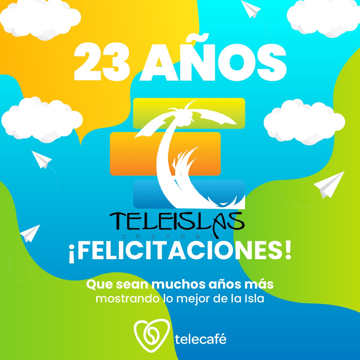 canaltelecafe's tweet photo. A nuestro canal hermano @teleislas un saludo muy especial en esta celebración de sus 23 años al aire. Nuestros mejores deseos para que sean muchos años más, mostrándonos lo mejor de la isla. https://t.co/GTDei2S4Ic