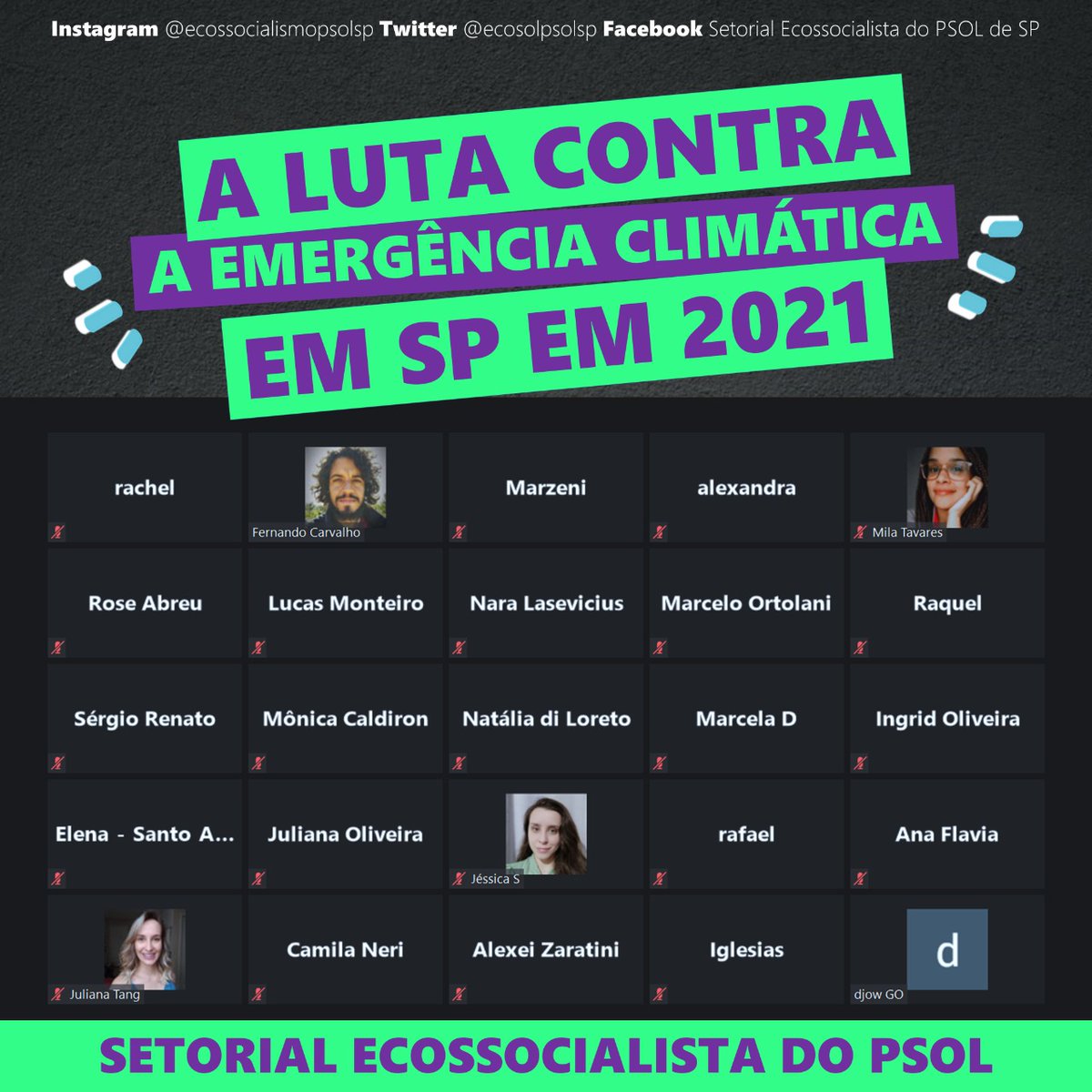 ecosolpsolsp's tweet photo. Um novo horizonte desponta em SP, e ele é ecossocialista!

Ontem a Setorial se reuniu com os mandatos e mandatas eleitos em SP e a militância de diversas cidades do estado para debater as perspectivas para a luta ecossocialista e de ações climáticas para o próximo ano. https://t.co/TfP294fJff