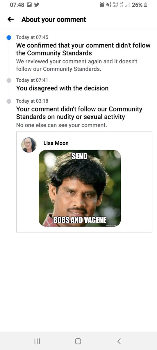 lisamoon0615's tweet photo. @Facebook seriously?? 30 days for this, no nudity or rude words🙄 https://t.co/n4RZ9oIt1I