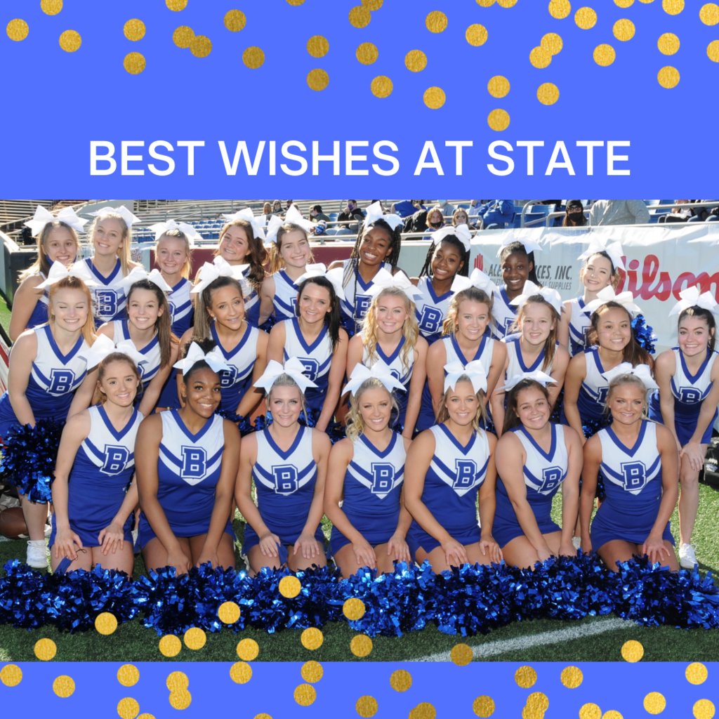 bryanthshornets's tweet photo. All the best wishes to our Bryant Varsity Cheer team at the AAA State Cheer competition on Friday! BVC performs at 12:24pm at the Hot Springs Convention Center. 💙💙💙 https://t.co/8HPpyF3Oy4