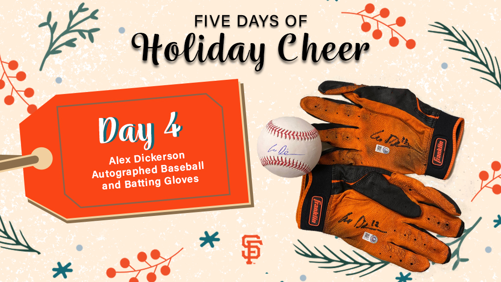 SFGiants's tweet photo. 5 Days of #SFGHoliday Cheer, Day 4️⃣: RETWEET TO WIN an Alex Dickerson autographed baseball and batting gloves from @SFGAuthentics. ⚾️🎁 

Rules: https://t.co/Y8i7B7N14w https://t.co/Qj7skCUpQC