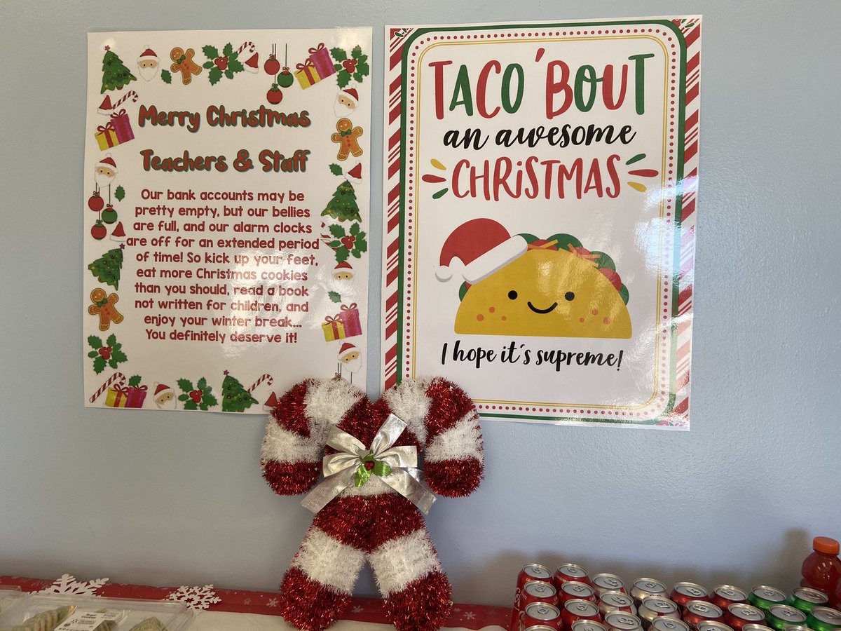 vanessacuarenta's tweet photo. Taco ‘bout an awesome Christmas at MES! Wishing our wonderful teachers, staff, and scholars a wonderful and safe Winter break! 💜💛 @JanaeCapshaw @n4god @_AHughes85 @ShanaDay147 https://t.co/iUo6Uepa5I
