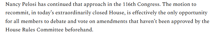 House members do get one last chance to amend a bill with something called the "motion to recommit." Today, it's almost exclusively used by the minority to force a vote on things the majority would rather not talk about.