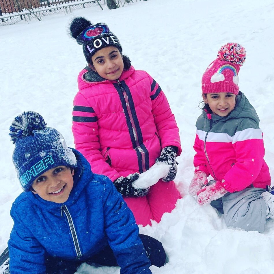 nps_clemente's tweet photo. Hasan, Mariam and Zainab are having some well deserved fun in the snow!! #RCESSTRONG #RCESsnowday https://t.co/Rg3dLs6tEn