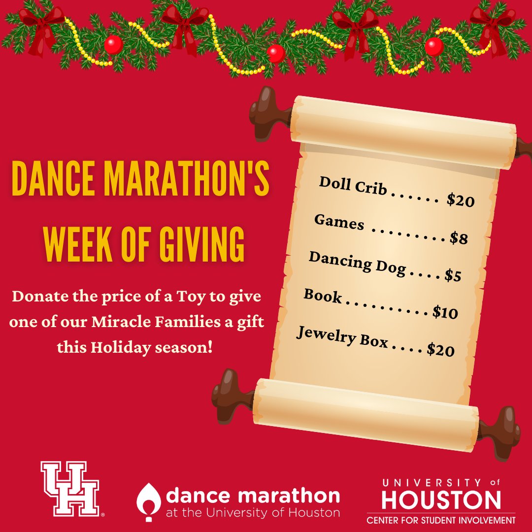 UH_CSI's tweet photo. This holiday season many kids will spend time in the hospital. Help us celebrate the holiday with them donating the cost of a toy. #DMUH https://t.co/J9pYLQas9b