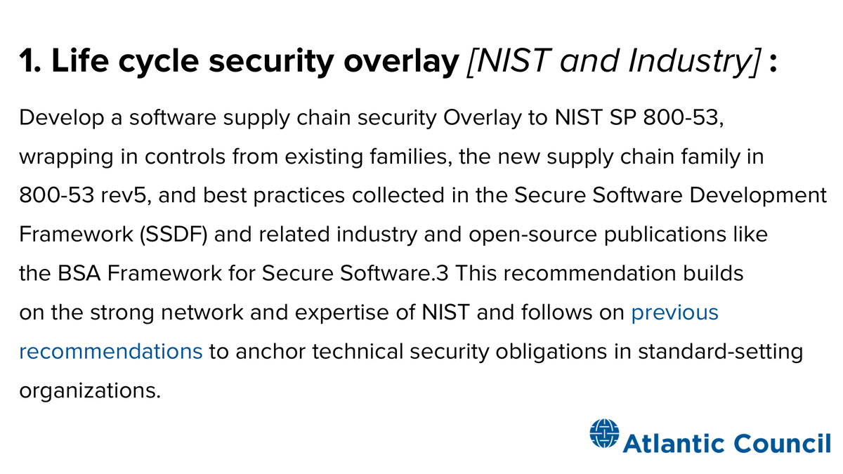 Software security needs to be equally about secure design and secure deployment.  @NIST should lead, w/industry partnership, the development of a software lifecycle security overlay that builds on existing frameworks and controls and unifies them. 7/16