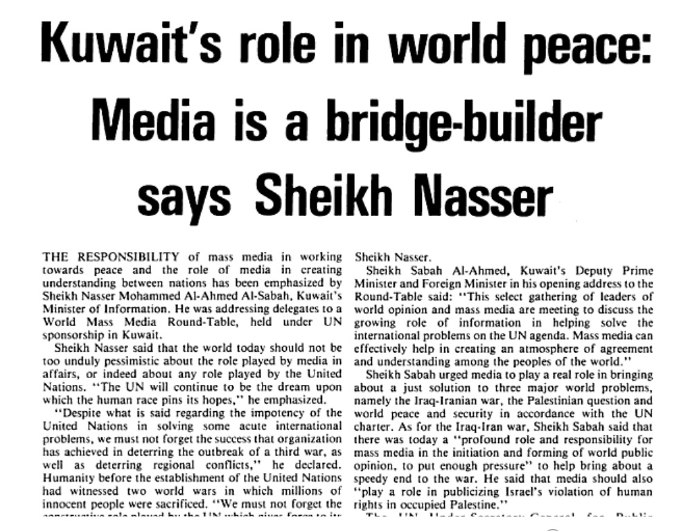 Of significance was also Kuwait's eagerness, at this time, to engage in multilateral platforms (UN or otherwise), employ economic diplomacy, and delve into the interests (incl. heritage) of the Arab world./17