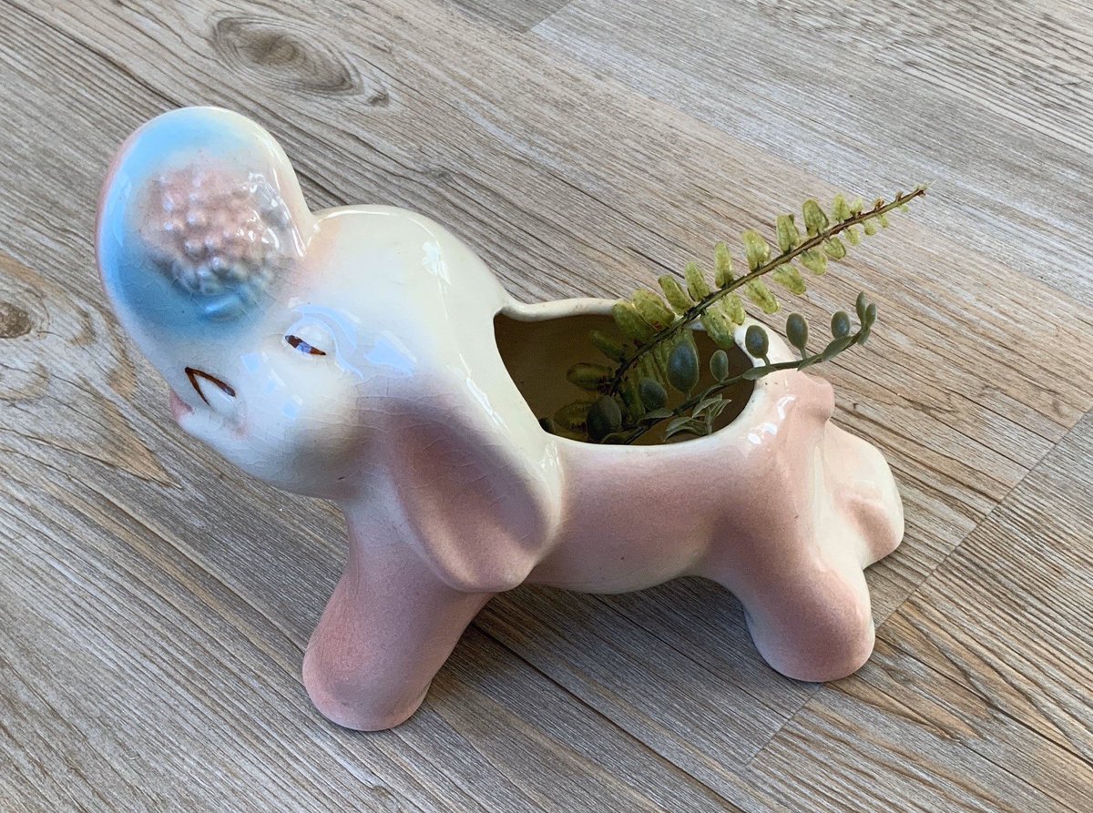 LadybugsTwo's tweet image. Vintage Elephant Planter, Shawnee, Dumbo, Raised Trunk, Pink and Blue, Ceramic Planter, Baby Shower Gift, Nursery Decor #etsy #babyshower #mothersday #pink #blue #countryfarmhouse #shawneeplanter #midcenturyplanter #vintageplanter #dumbodecor etsy.me/3aolWAG