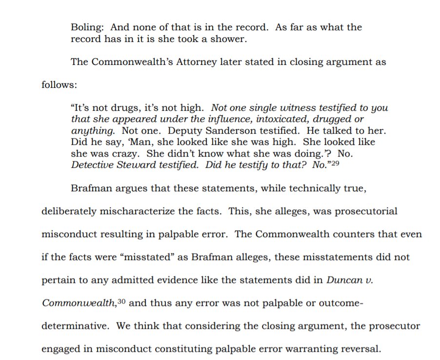 The Ky Supreme Court basically says Boling lied to jurors as to whether the defendant was intoxicated. He knew she was, as he had been told by the investigator. Investigator: "Well, she was out of her frickin’ mind."Boling: "That’s why I didn’t ask that question (laughter)"
