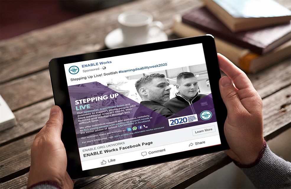 Ak39380645Umair's tweet photo. Digital social media post for marketing online and downloading ENABLE Works Stepping Up Live! during #LearningDisabilityAwarenessWeek2020

#graphicdesign #print #marketing #webdesign #advertising  #branding #digitalmarketing #socialmediapost #socialmedia #ldaw2020 https://t.co/MrXlhlVKHe