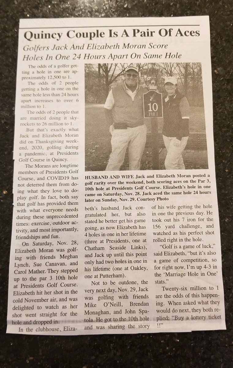 Jason Arigoni (@jasonarigoni) on Twitter photo What are the odds of this? Our very own PAR Jack Moran and his wife hitting hole-in-ones on the same course, same hole, within 24 hours of each other! So cool! <a href="/Phil_Correia/">Philip Correia</a> <a href="/Mike_Attar/">Mike Attar</a> What are the odds of this? Our very own PAR Jack Moran and his wife hitting hole-in-ones on the same course, same hole, within 24 hours of each other! So cool! <a href="/Phil_Correia/">Philip Correia</a> <a href="/Mike_Attar/">Mike Attar</a>
