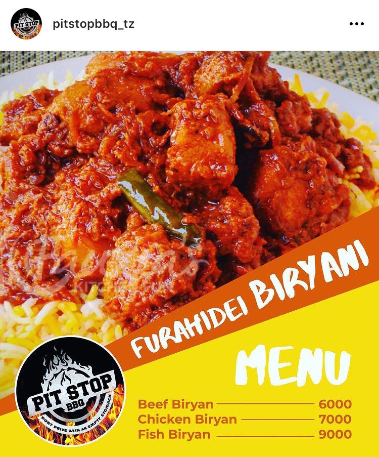 RohoMbayaFClub's tweet photo. Karibu #pitstopbbq kesho wanakwambia its Biriani Day

Location:  Kijitonyama sayansi kama unaenda shule ya msingi ya kijitonyama upande wa Garage

Menu: Birian ng’ombe 5000
Biriani Kuku 7000, 
Biriani Samaki 9000. 

Bonus: Buy birian get free drink

📞: 0738397573 for delivery https://t.co/z5yTdCovP3
