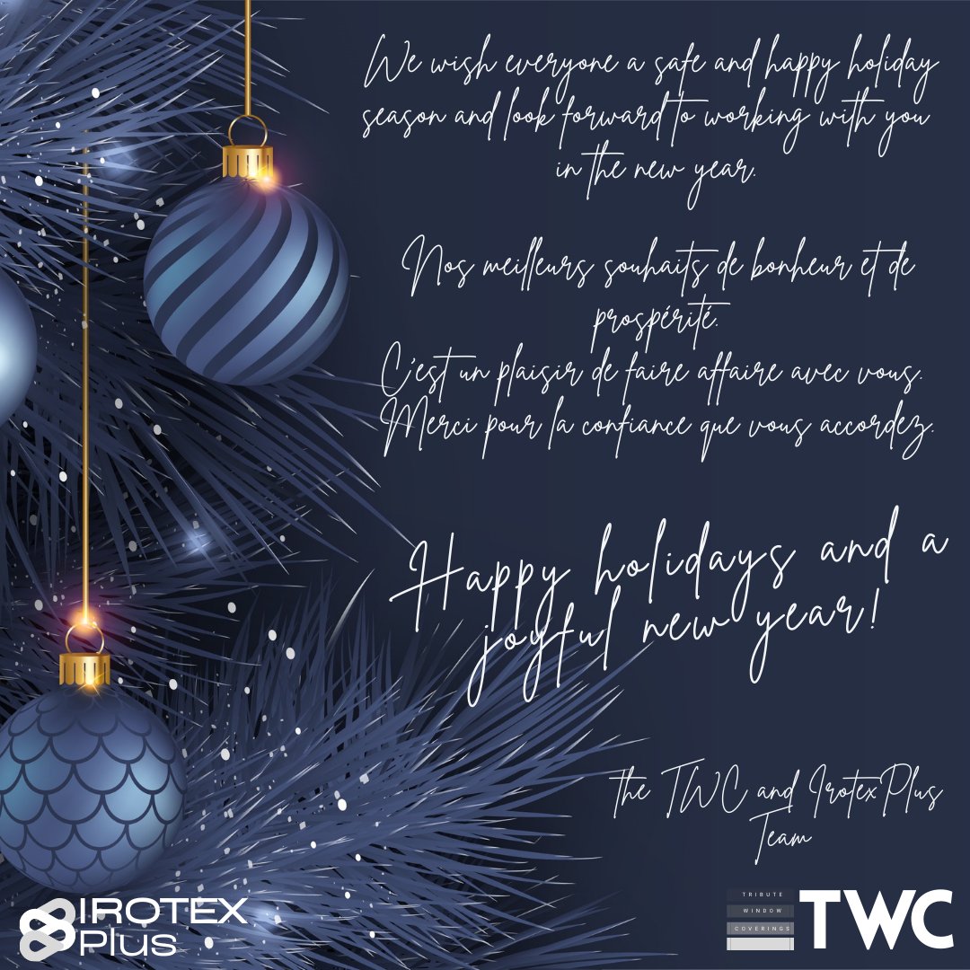 WindowTribute's tweet image. Happy holiday and a joyful new year - Joyeux fêtes et bonne année
The TWC and Irotex Team
#mytwc #togetherwecan #happyholidays #holidays #newyear #instaholidays #instanewyear #HolidaySeason