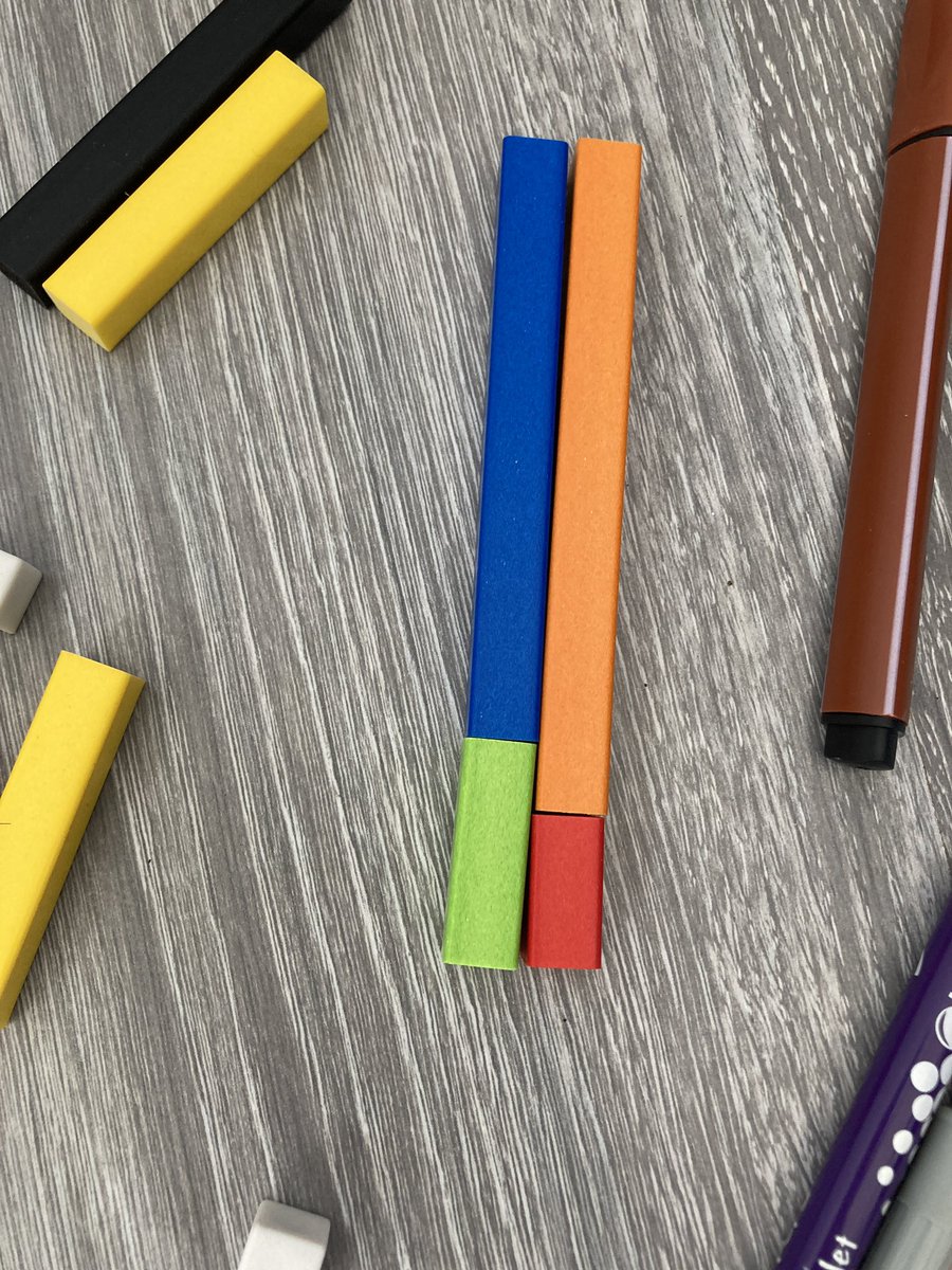 shannon_doel's tweet photo. Using cuisinaire rods to help students understand fraction equivalence. #tashschool #mathmindset @joboaler #mypmaths https://t.co/V230deZgBI