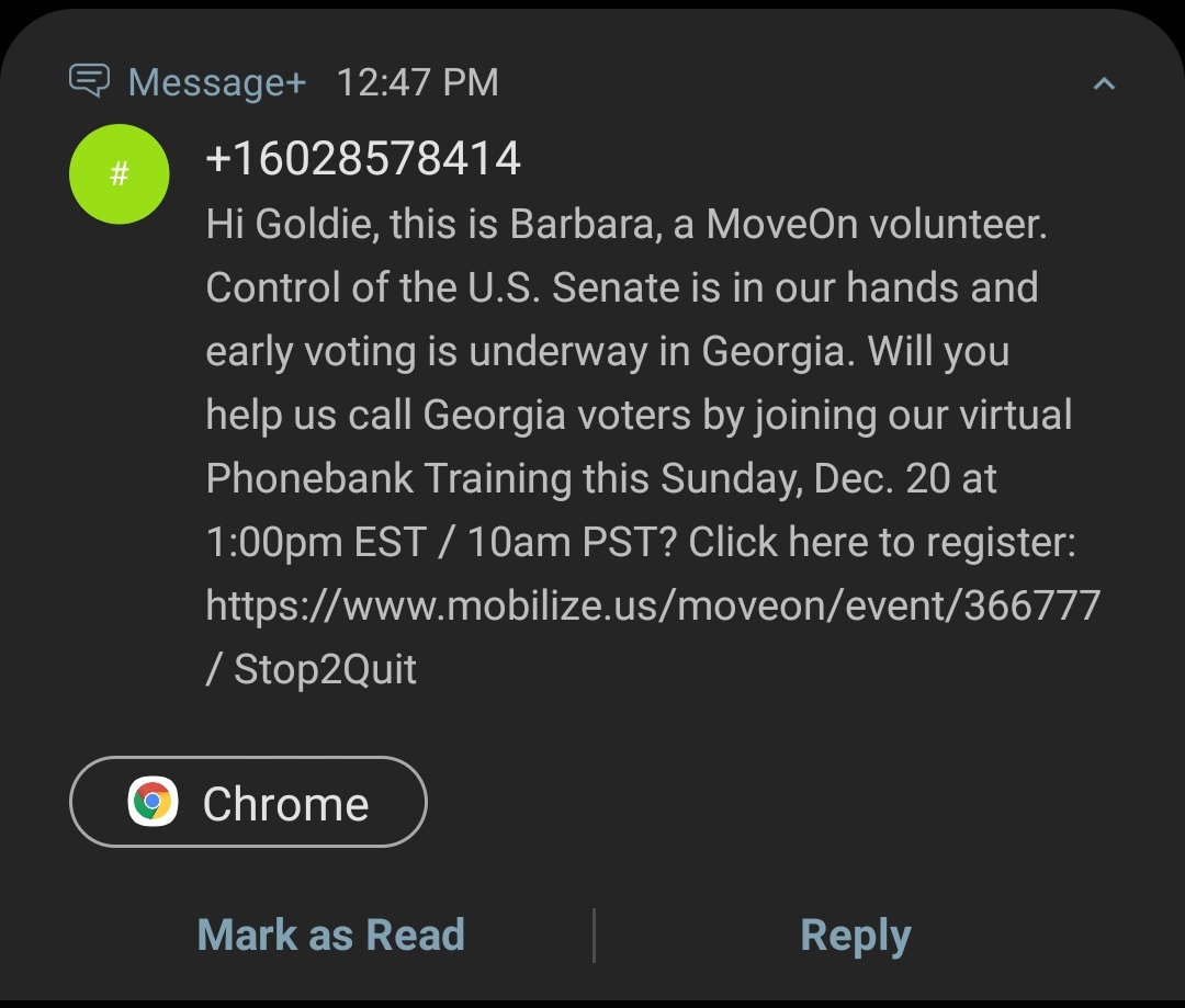 goldiecklein's tweet image. Why is @MoveOn invading my phone again??

$od off! 

#DoNotCallRegistry
#DoNotText