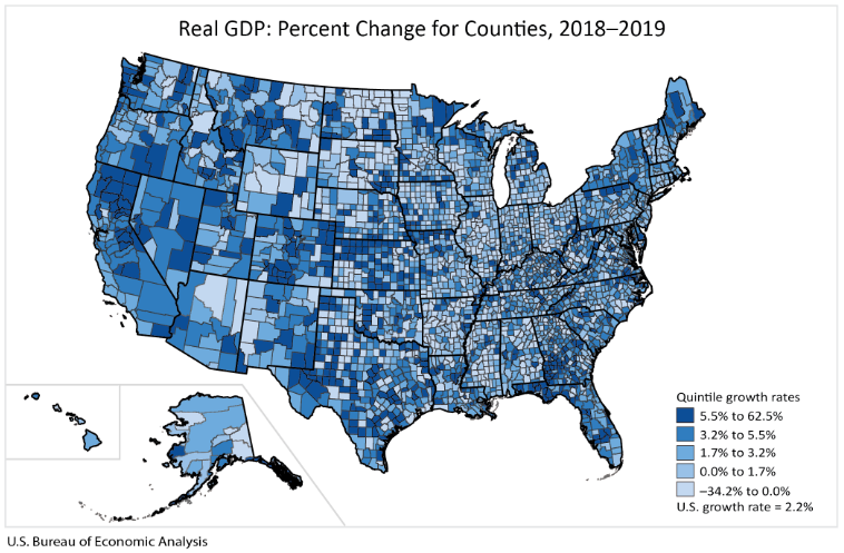 TexasEconDev's tweet photo. ICYMI: Texas is home to some of the fastest-growing counties in the nation. Williamson County saw the fastest GDP growth among large U.S. counties and Midland County saw the fastest growth among medium-sized counties. More here: https://t.co/B2CEuuEbl8 https://t.co/he9s5OcOZs