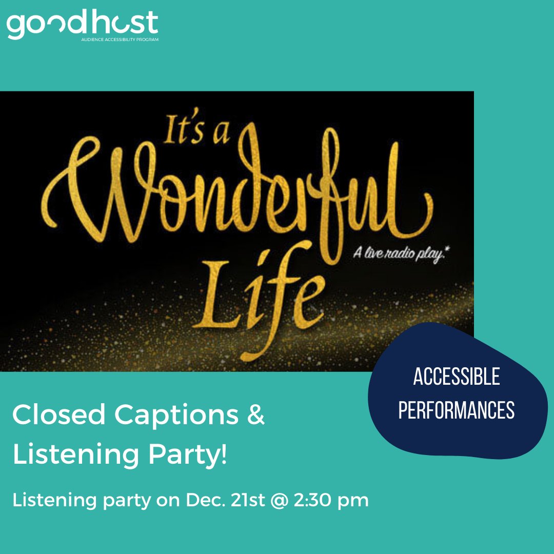 MONDAY DEC. 21ST at 2:30 PM - a matinee, folks! We'll be listening to this holiday classic, IT'S A WONDERFUL LIFE! Vertigo Theatre &amp; Lunchbox Theatre have teamed up to bring you this Good Host favourite. RSVP here: forms.gle/2zULRVp7a3GBXa…