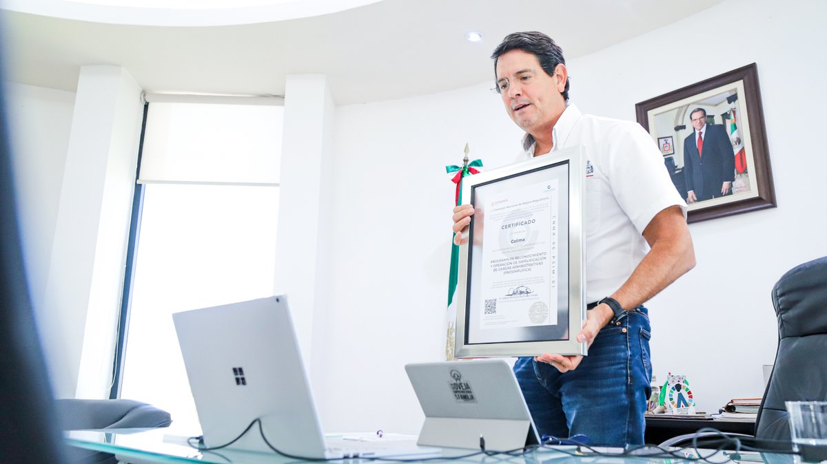 walter_colima's tweet photo. #Colima recibió el Certificado #PROSIMPLIFICA, un Documento emitido por la @CONAMER_MX que acredita que se redujo el costo económico de los trámites y servicios en nuestro estado. https://t.co/oOOxNrgg3n
