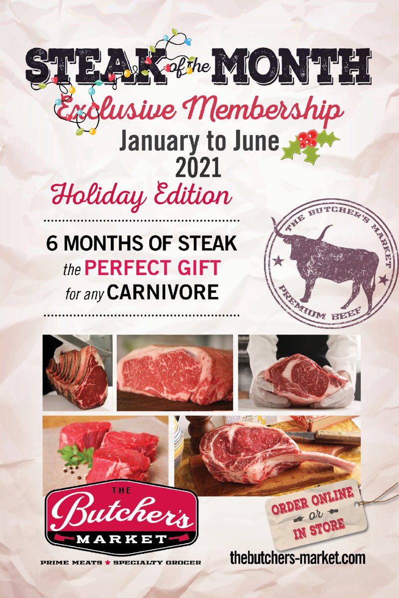 HollySprings_CC's tweet photo. Is someone on your holiday list a fan of the The Butcher's Market in #HollySprings? Give them an exclusive membership for their 'Steak of the Month Club' that runs from January- June of 2021. 

For more information, contact them at: https://t.co/cFmtgLv9LN
#hollyspringsnc https://t.co/VyjgJOHOhz
