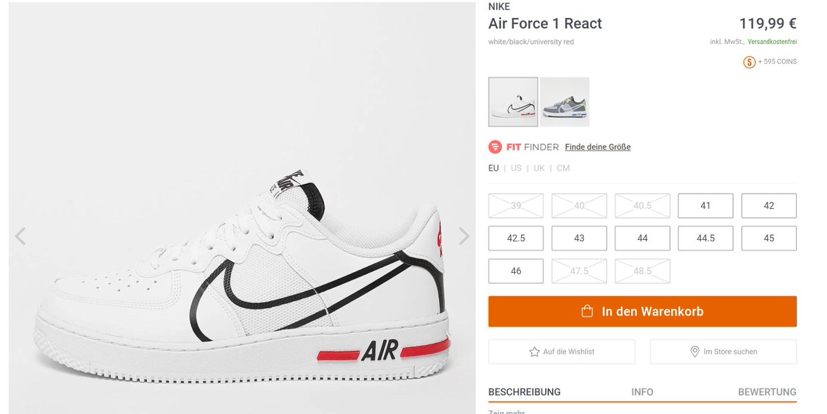 nike air force react snipes