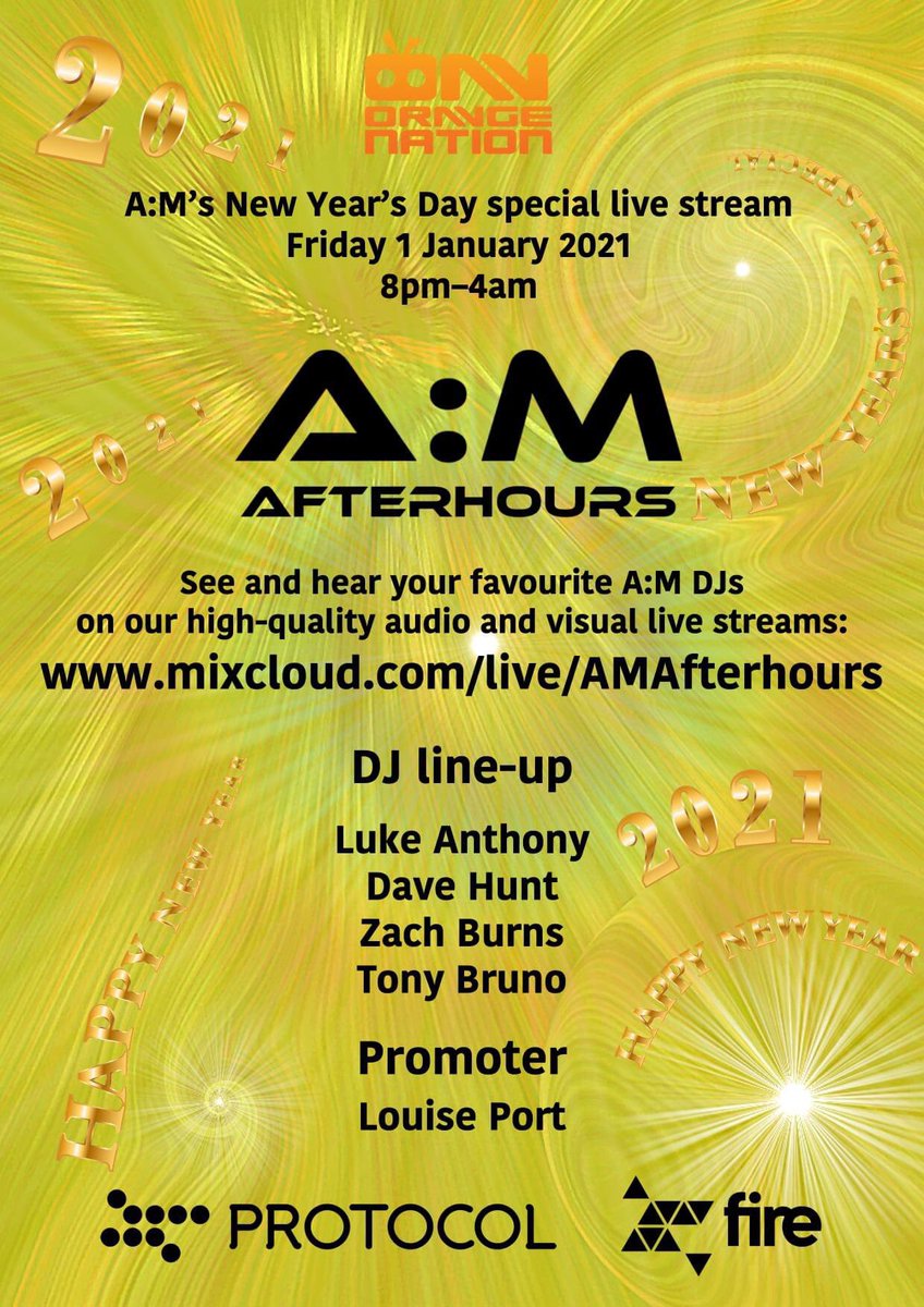 AM_Afterhours's tweet photo. Although A:M remains a virtual party we couldn't let the New Year pass by without celebration!
Our special live streaming event is on Friday 1 January 2021 8pm - 4am.
💃🕺🍾🥂🍸 #amafterhours  #amlivestream #amlivestreamingevents #bestdjsontheinternet 
@louisecport @CraigElder20 https://t.co/L9VzpVvvVH