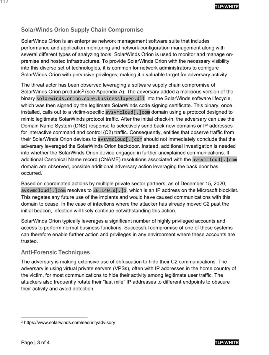 MOTHER OF GAWD“CISA has determined that this threat poses a GRAVE RISK to the Federal Government and state, local, tribal, & territorial governments as well as critical infrastructure entities and other private sector organizations”Please pass it on https://us-cert.cisa.gov/sites/default/files/publications/AA20-352A-APT_Compromise_of_Government_Agencies%2C_Critical%20Infrastructure%2C_and_Private_Sector_Organizations.pdf