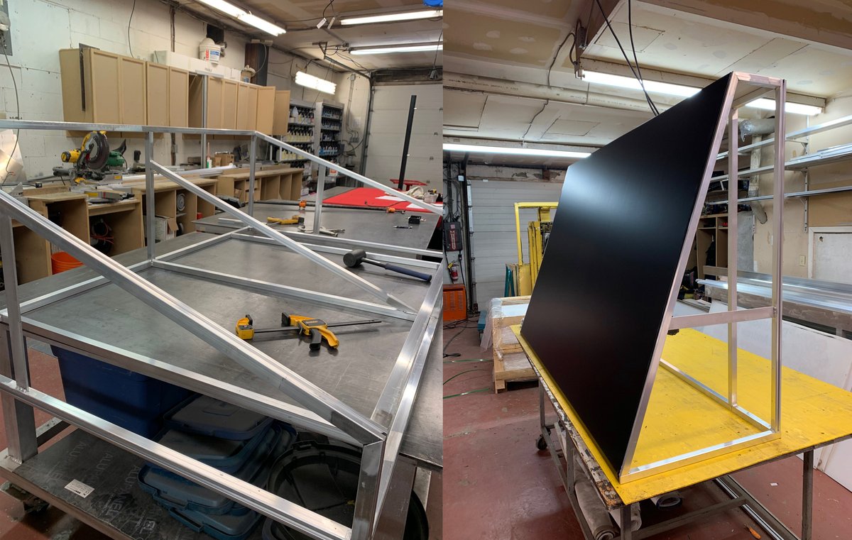 Wondered how an  #awning is made? Let us take you through the process!Step 1 (left photo): Build the awning frame from provided & approved specsStep 2 (right photo): Stretch the awning material across the frame and secure, should be nice and tight like a drum. #KWAwesome  #signs
