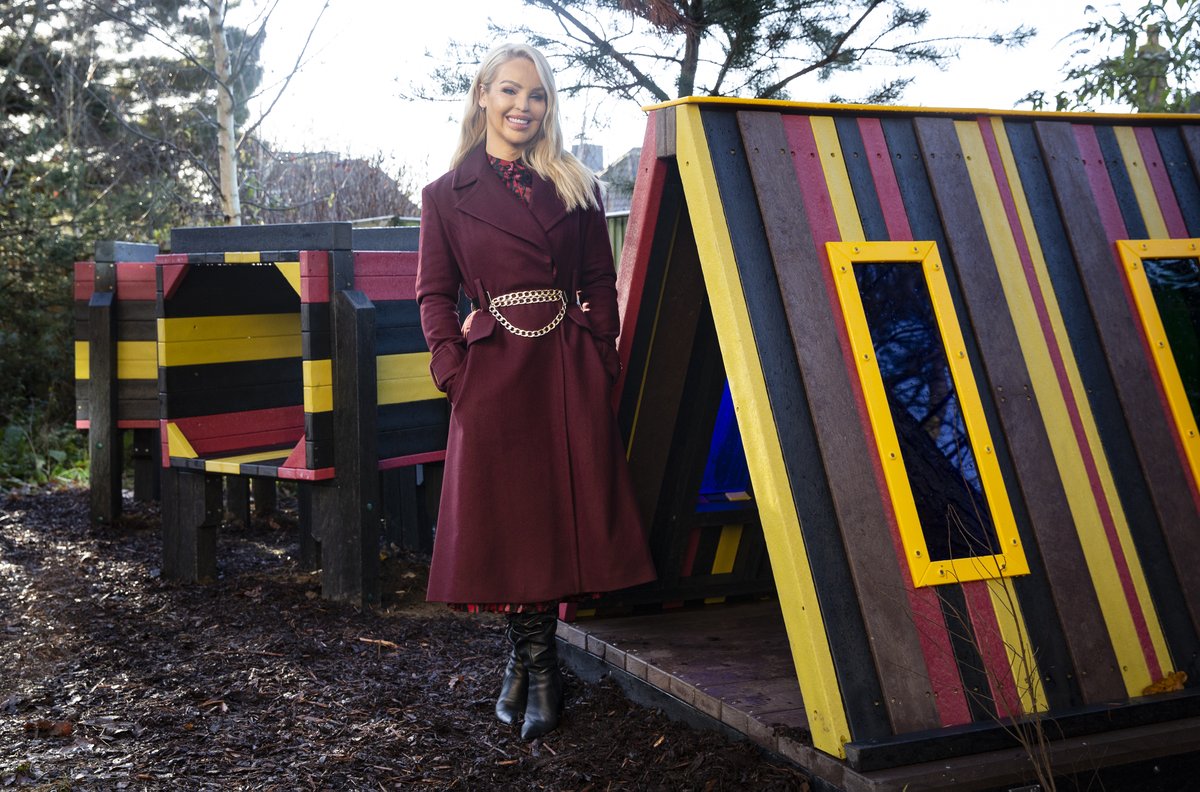 RMHCUK's tweet photo. We are absolutely delighted to welcome @KatiePiper_ to our Oxford House today! 
Katie has helped officially open the new @McDonaldsUK  playground made from recycled Happy Meal toys - this will make such a difference to our families and their children💙 https://t.co/fMGOTqFXcY