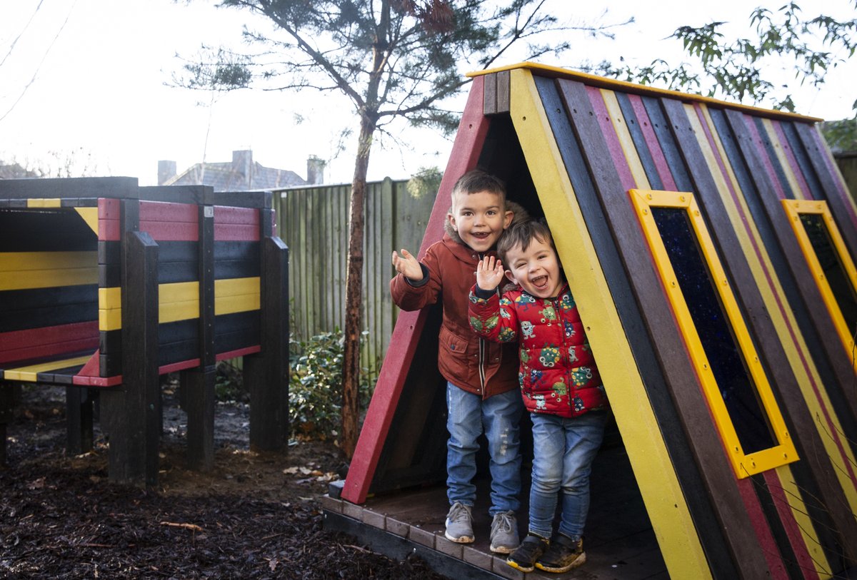RMHCUK's tweet photo. We are absolutely delighted to welcome @KatiePiper_ to our Oxford House today! 
Katie has helped officially open the new @McDonaldsUK  playground made from recycled Happy Meal toys - this will make such a difference to our families and their children💙 https://t.co/fMGOTqFXcY
