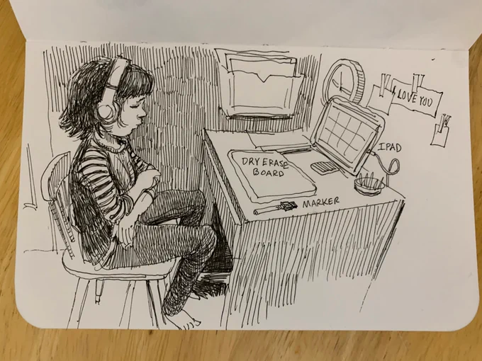 Some Juni remote Kindergarten sketches, September. 