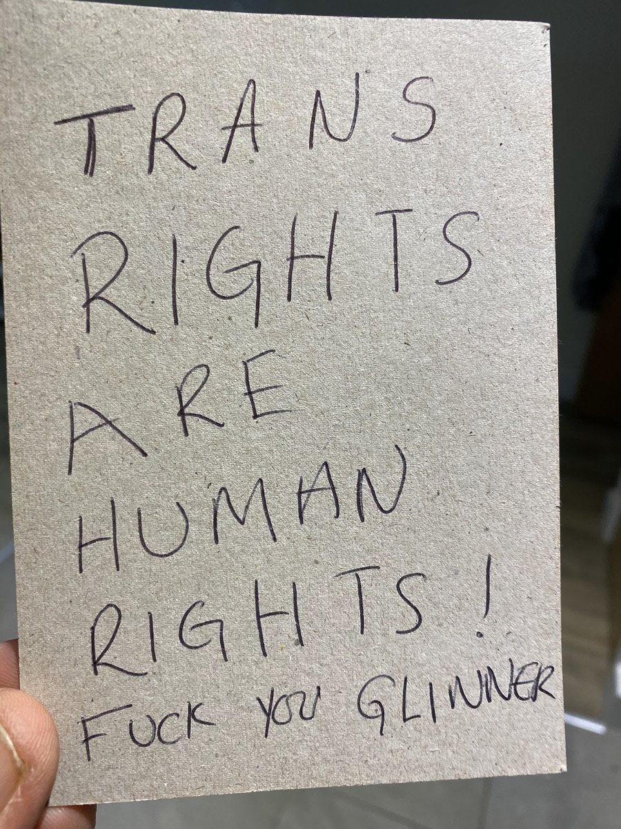 Via Graham Linehan —

"Just got my first ‘we know where you live’ Christmas card from trans rights activists. Delivered by hand, so it’s from one of my neighbours."