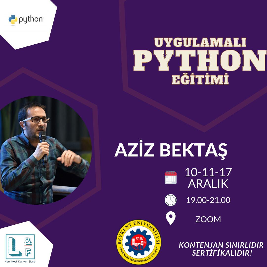 BeuEmk's tweet photo. 3 günlük Python eğitimimizin sonuna geldik herkese teşekkür ederiz. https://t.co/qovOAVEp2u