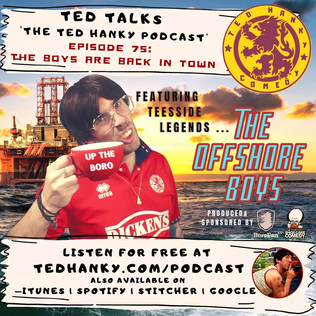 TedHankyComedy's tweet photo. New episode out now. Just search for Ted Talks - The Ted Hanky Podcast on all good podcast providers.
This week sees the return of The Offshore Boys.
#podcast #podcasting #podcasts #comedypodcast #offshore #partytrain #offshoreworker #teesside #boro #middlesbrough #improvised https://t.co/lgBg25yo3f