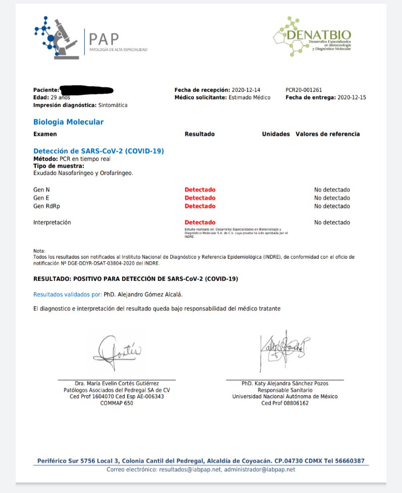 jessicaggoma's tweet photo. Parece que los #LaboratoriosDenatbio no se toman en serio sus pruebas #PCR  dicen primero que NO tienes #COVID19 y luego te dicen que siempre SÍ ¿Quién regula esto? @SSaludCDMX @Claudiashein @HLGatell @denatbio #ElRegaloMasMiserable
@SSaludCdMx @Claudiashein @HLGatell @SSalud_mx https://t.co/JfjPEbIlRV