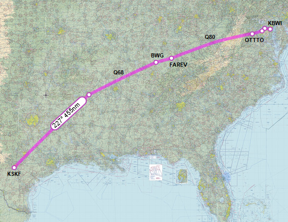 SirListenalot's tweet photo. For some reason #Egypt|ian #C130's show unreliable altitudes and tend to appear at longitude 0. #EGY1127 flew yesterday from #KBWI / Baltimore to #KSKF / JBSA Kelly/Lackland via MORTY - FOXHL - OTTTO Q80 FAREV - BWG Q68 https://t.co/osndgAGYsx