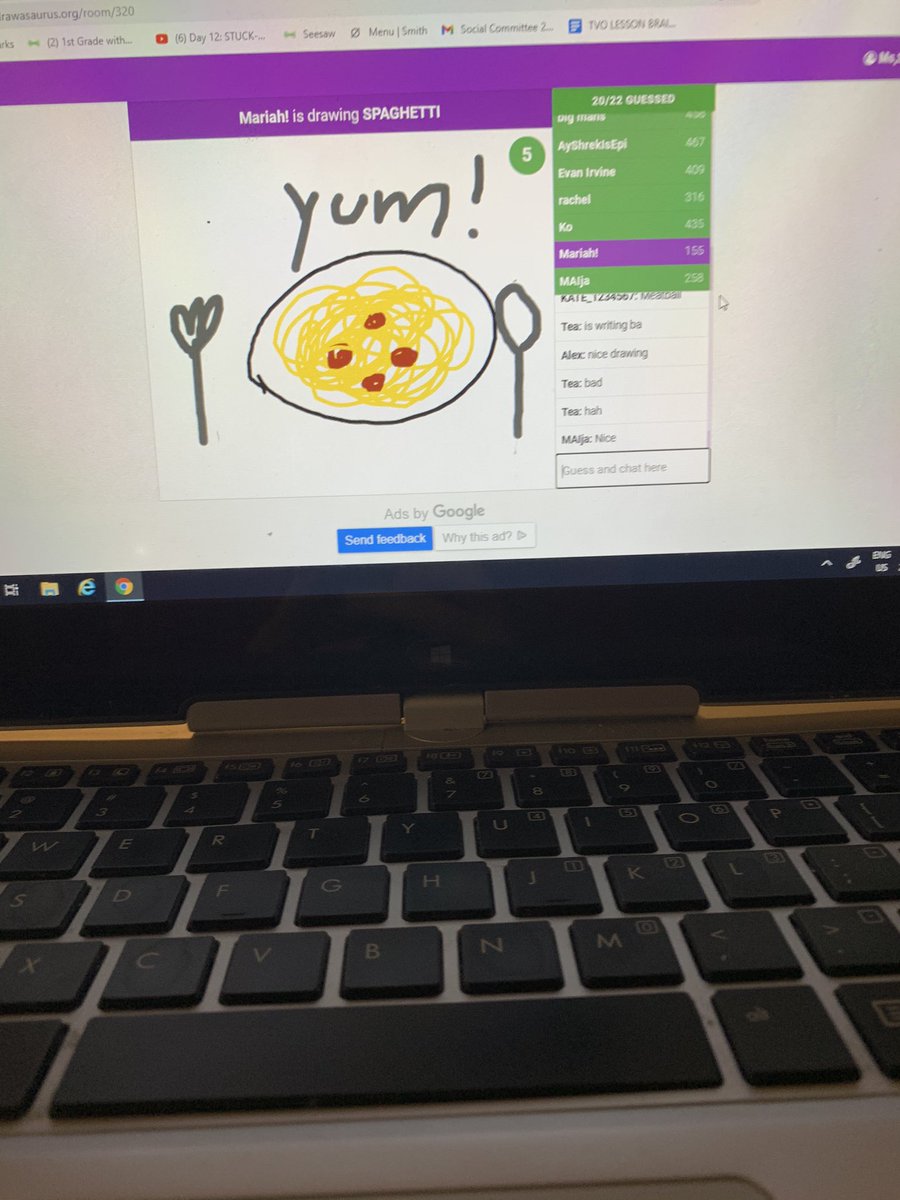 rachellstanding's tweet photo. I was introduced to #drawasaurus this afternoon which is an interactive Pictionary game! Super fun and engaging way to connect as a class while online! #art #creativity #collaboration @BessboroughEMS https://t.co/Dgp5wq1l97