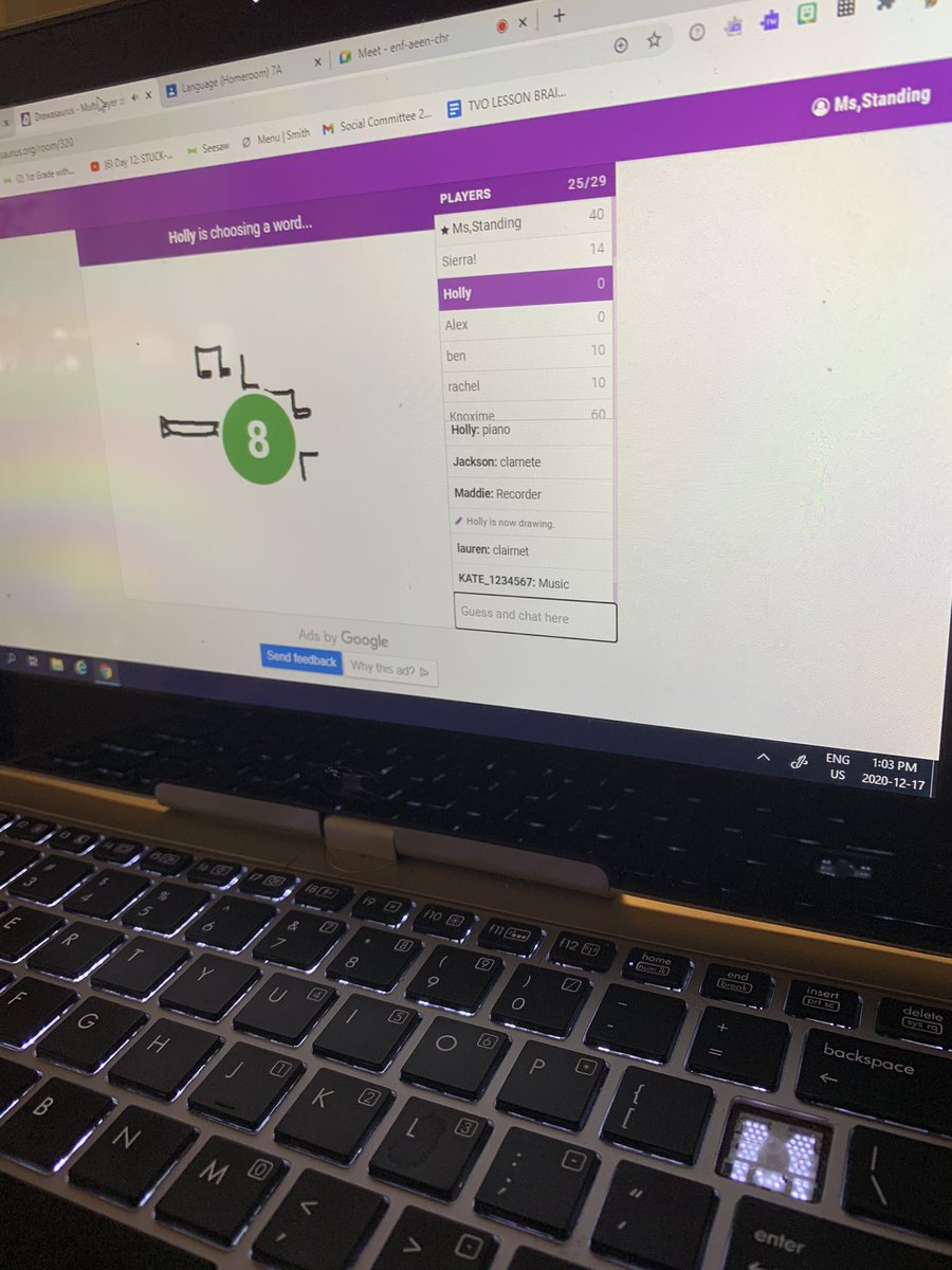 rachellstanding's tweet photo. I was introduced to #drawasaurus this afternoon which is an interactive Pictionary game! Super fun and engaging way to connect as a class while online! #art #creativity #collaboration @BessboroughEMS https://t.co/Dgp5wq1l97