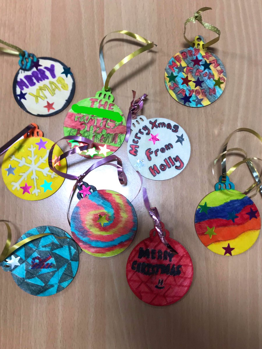 MissHowittBusEd's tweet photo. S1 getting into the festive spirit by creating Christmas baubles as part of their Marketing topic! 🎄✨@caldersideac https://t.co/fv4eastVTB