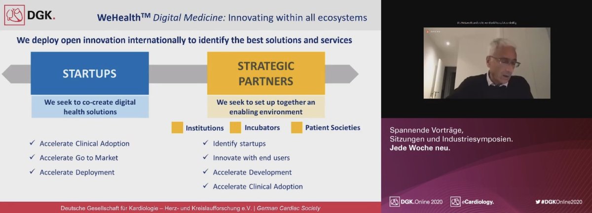 KardiologieHH's tweet photo. 9/ @DavidGuez_WH talking about the role of @WeHealth_ to accelerate clinical adoption und „go to market“ of #startups for #Cardiotwitter #DGKOnline2020 https://t.co/QvPkOCPUub