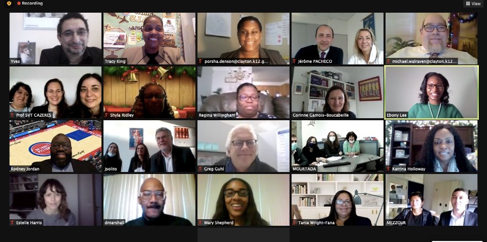 STEMatSouth's tweet photo. In a Global Partnership meeting with five schools in France 🇫🇷!  Students from both countries will collaborate on researching the SDGs allowing students to give voice, choice and ownership on impacting our communities &amp; our world 🌎 from student perspectives! https://t.co/tySnxWdIil