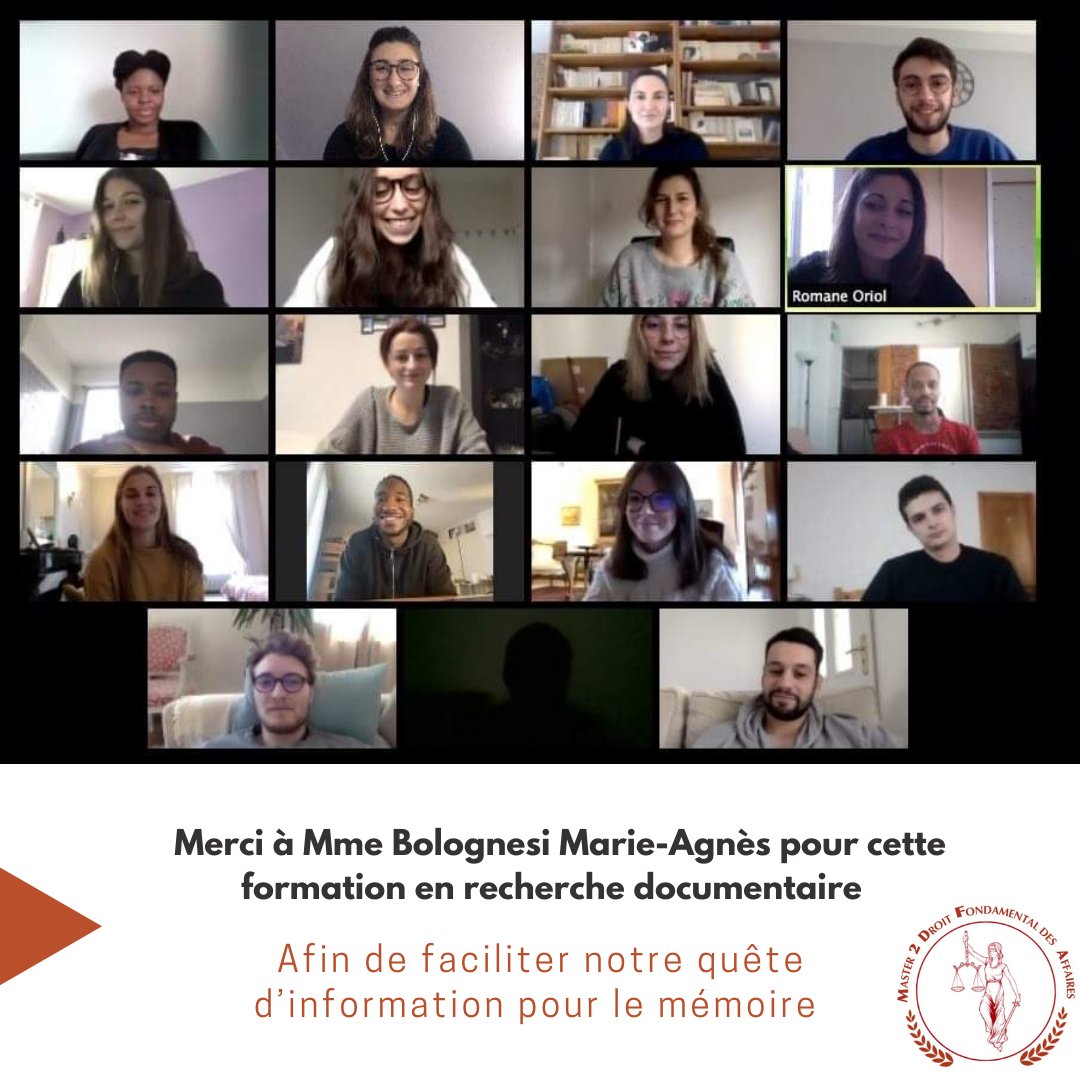 M2DFA_TLSE's tweet image. Bonjour à tous ! 👋🏼👋🏼

⚖️Nous tenons tout particulièrement à remercier Madame Bolognesi Marie-Agnes pour sa formation en recherche documentaire.