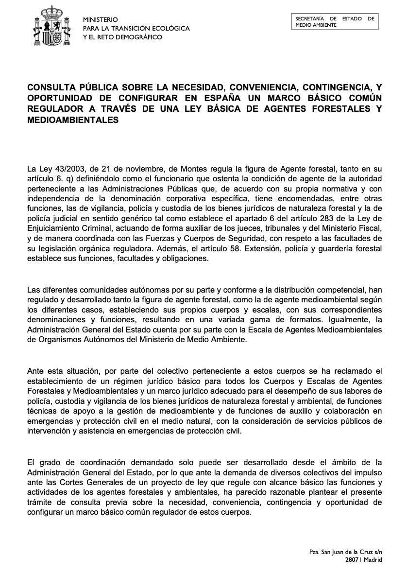 AEAFMA's tweet photo. Anuncio del @mitecogob de apertura consulta pública sobre la configuración de un marco básico común a través de una ley básica de #AgentesForestales y #AgentesMedioambientales.
🇪🇸
👮🏻‍♀️👮🏻‍♂️🌲🦅

#LeyBásicaAAMM

@CSIF_forestales
@Forestales_CCOO
@UGTForestales

https://t.co/YThnX34vw5 https://t.co/cl3HbZjASL